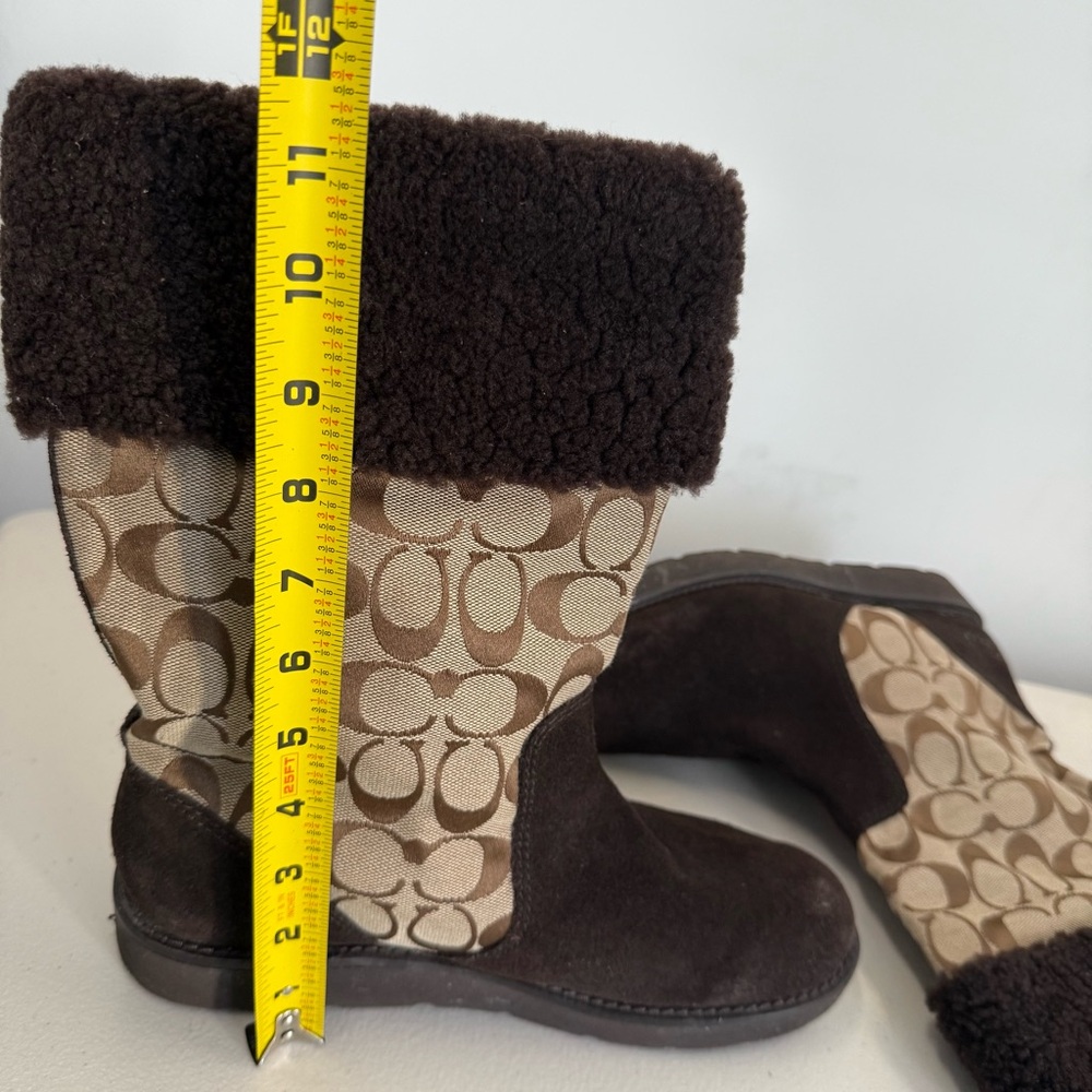 Coach Kally Signature Logo‎ Canva & Suede Boots Women Size 8.5B - Picture 10 of 16